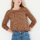 Joules Lottie Print Long Sleeve Top - Tan Leopard