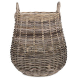 Pot-bellied Hessian Lined Rattan Log Basket