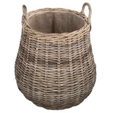 Pot-bellied Hessian Lined Rattan Log Basket