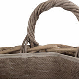 Pot-bellied Hessian Lined Rattan Log Basket