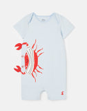 Joules Patch Organically Grown Cotton Artwork Romper - Crab Stripe